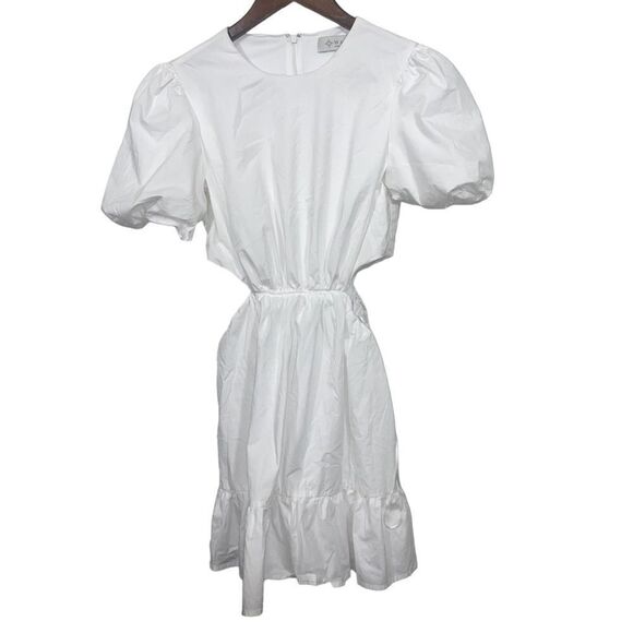 Women's Wayf White Puff Sleeve Cutout Dress - Picture 1 of 15